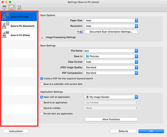 figure: Settings dialog